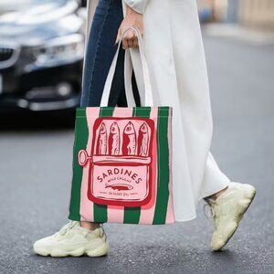 “Can of Sardines” Canvas Shoulder‎ Tote Bag (BRAND-NEW & SUPER CUTE!)